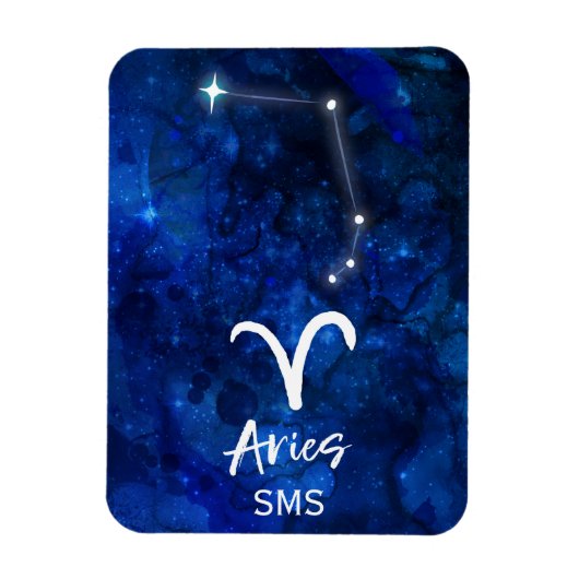 Aries Zodiac Constellation Blue Galaxy Monogram Magneet (Verticaal)