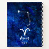 Aries Zodiac Constellation Blue Galaxy Monogram Notitieboek (Achterkant)