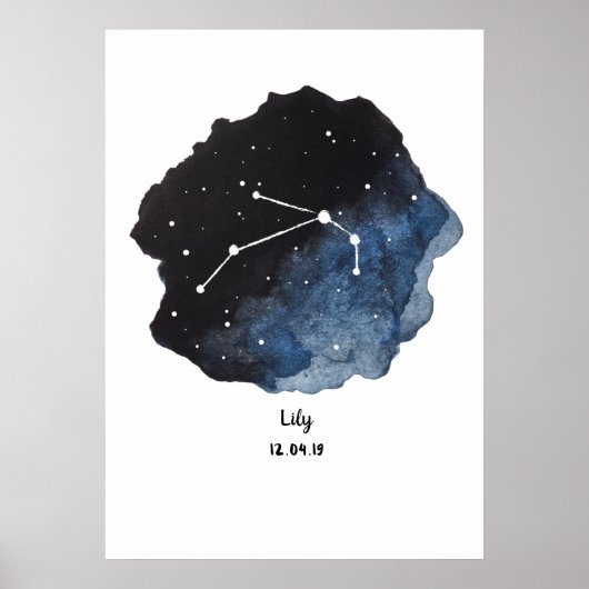 Aries Zodiac Constellation Waterverf Poster (Voorkant)