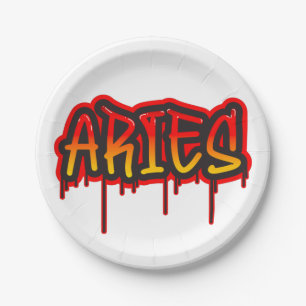 ARIES Zodiac Fire Sign Red Baby shower Papieren Bordje