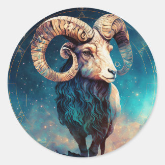 Aries Zodiac Graphic Ronde Sticker
