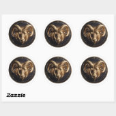 Aries Zodiac Ram Ronde Sticker (Vel)