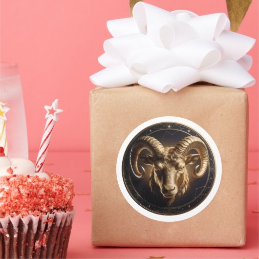 Aries Zodiac Ram Ronde Sticker (Feest)