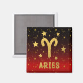 Aries Zodiac Rouge et or Magnet (Recto/Verso)