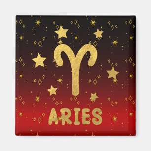 Aries Zodiac Rouge et or Magnet