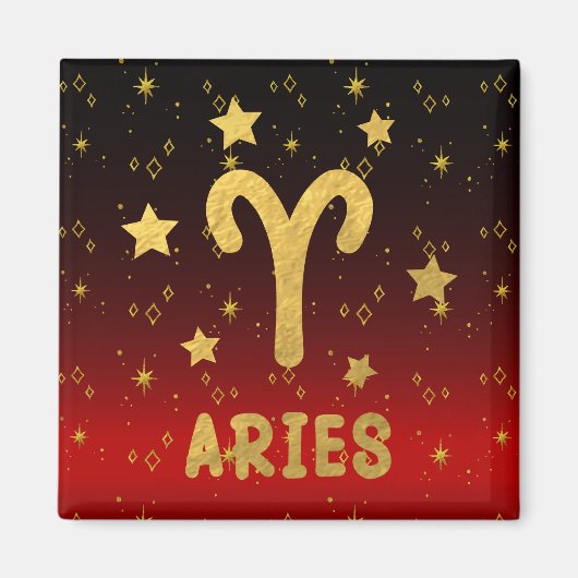 Aries Zodiac Rouge et or Magnet (Devant)