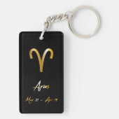 Aries Zodiac Sign, Black & Gold Sleutelhanger (achterkant)