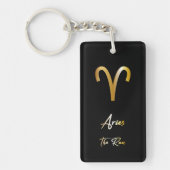 Aries Zodiac Sign, Black & Gold Sleutelhanger (Voorkant)