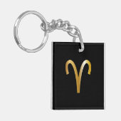 Aries Zodiac Sign, Black & Gold Sleutelhanger (Voorkant Links)