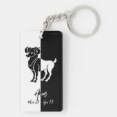 Aries Zodiac Sign, Black & White Sleutelhanger (achterkant)