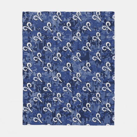 Aries Zodiac Sign Blue Digital Camouflage Fleece Deken (Voorkant)