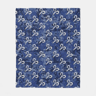 Aries Zodiac Sign Blue Digital Camouflage Fleece Deken