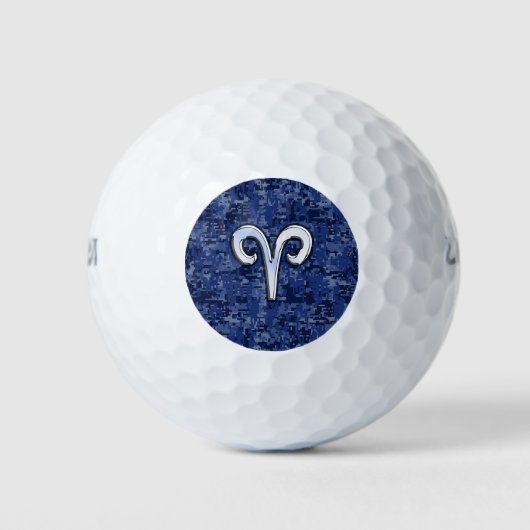 Aries Zodiac Sign Blue Digital Camouflage Golfballen (Voorkant)