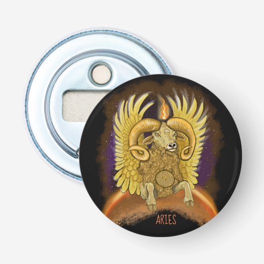 Aries Zodiac Sign Button Flesopener (Voorkant)