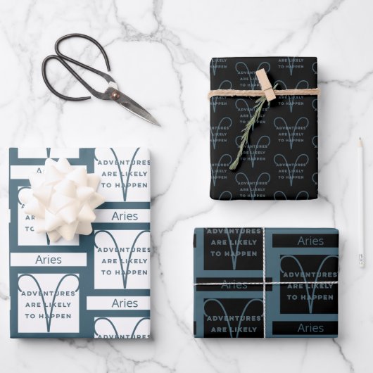 Aries Zodiac Sign Fun Quote in Blue Text Birthday Inpakpapier Vel (Voorkant)