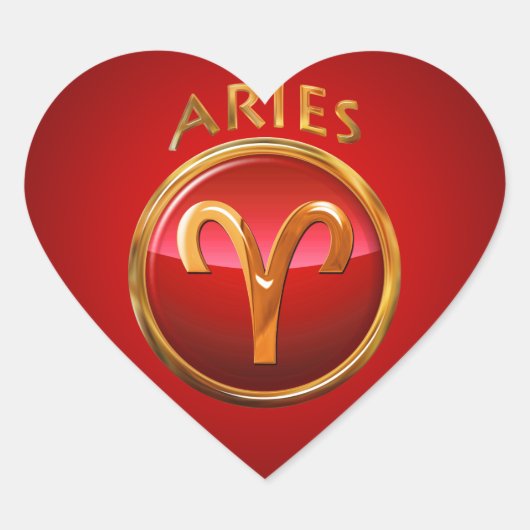 Aries Zodiac Sign Hart Sticker (Voorkant)