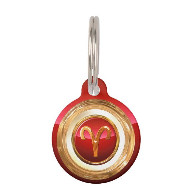 Aries Zodiac Sign Huisdierpenning (Voorkant)