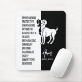 Aries Zodiac Sign Mousepad, Black & White Muismat (Met muis)