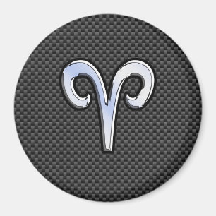 Aries Zodiac Sign on Carbon Fiber Style Magneet
