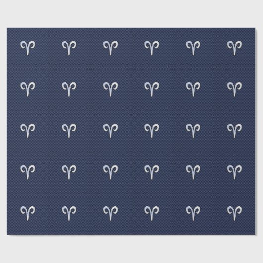 Aries Zodiac Sign on Navy Blue Carbon Fiber Print Cadeaupapier (Vlak)