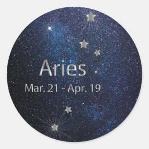 Aries - Zodiac Star Sign Ronde Sticker
