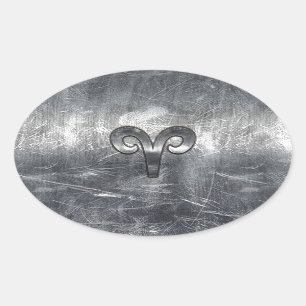 Aries Zodiac Symbol Industrial Style Ovale Sticker