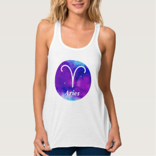 Aries Zodiac Symbol Space Nebula Tanktop