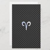 Aries Zodiac Symbool Black Carbon Fiber Decor Briefpapier (Voorkant / Achterkant)