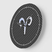 Aries Zodiac Symbool Black Carbon Fiber Decor Grote Klok (Hoek)