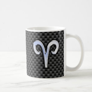 Aries Zodiac Symbool Black Carbon Fiber Decor Koffiemok