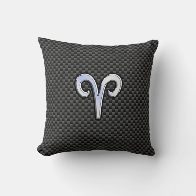 Aries Zodiac Symbool Black Carbon Fiber Decor Kussen (Voorkant)