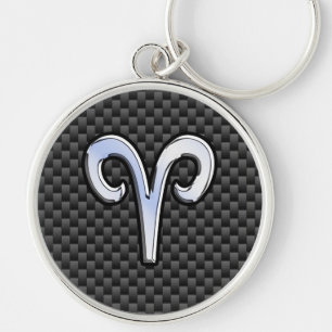 Aries Zodiac Symbool Black Carbon Fiber Decor Sleutelhanger