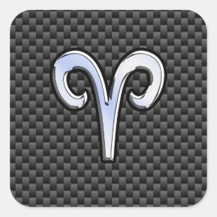Aries Zodiac Symbool Black Carbon Fiber Decor Vierkante Sticker