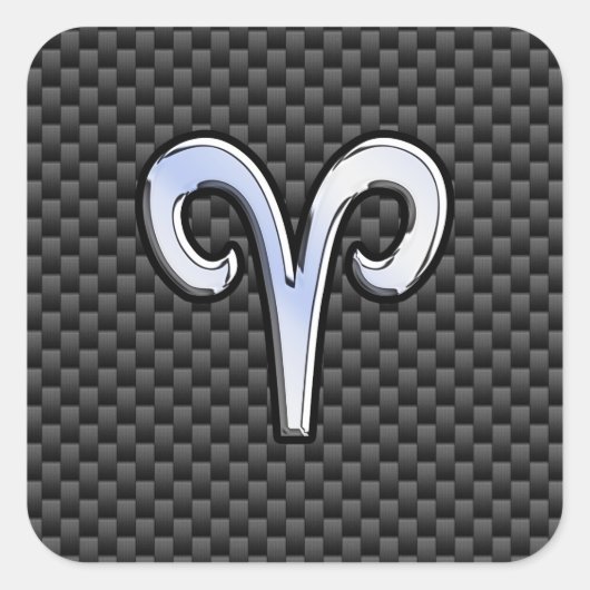 Aries Zodiac Symbool Black Carbon Fiber Decor Vierkante Sticker (Voorkant)