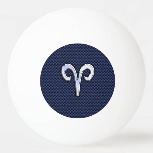 Aries Zodiac Symbool Navy Blue Carbon Fiber Style Pingpongballen (Voorkant)