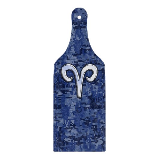 Aries Zodiac-symbool op Navy Blue Digital Camo Snijplank (Voorkant)