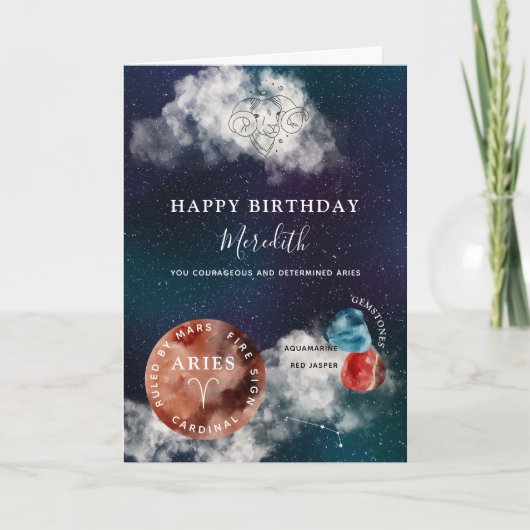 Aries Zodiac Symbool Personalized Birthday Kaart (Voorkant)