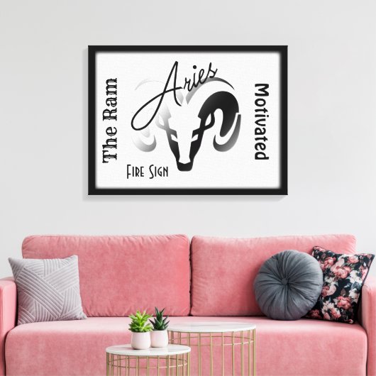 Aries Zodiac-teken en symbool omhuld Canvas Afdruk (Insitu (Woonkamer))