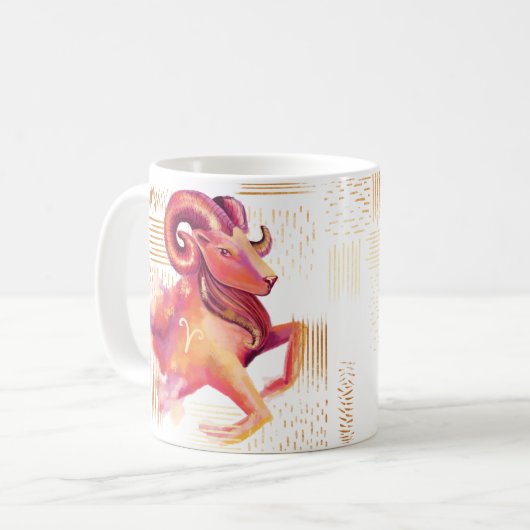 Aries Zodiac Waterverf Artistry Print Mok (Voorkant links)