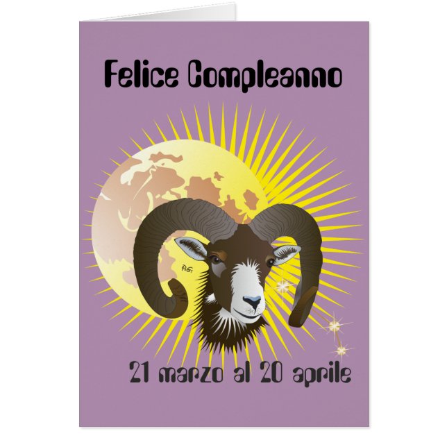 Ariete 21 marzo al 20 aprile Biglietti d'auguri (Devant)