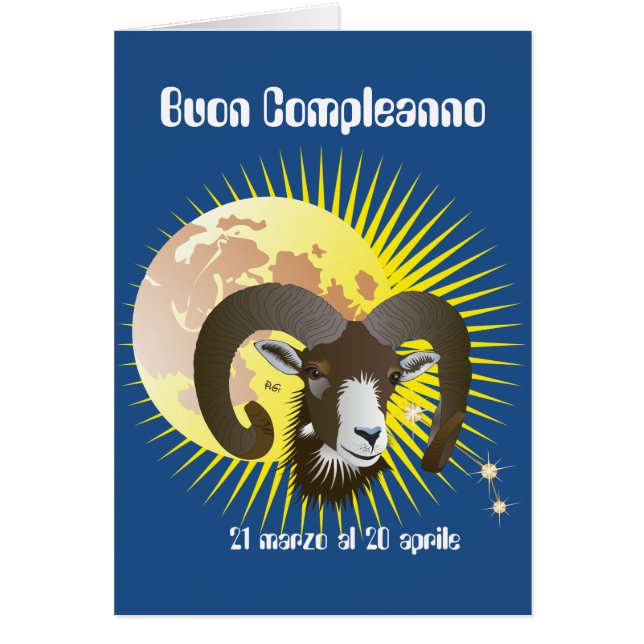 Ariete 21 marzo al 20 aprile Biglietti d'auguri (Devant)