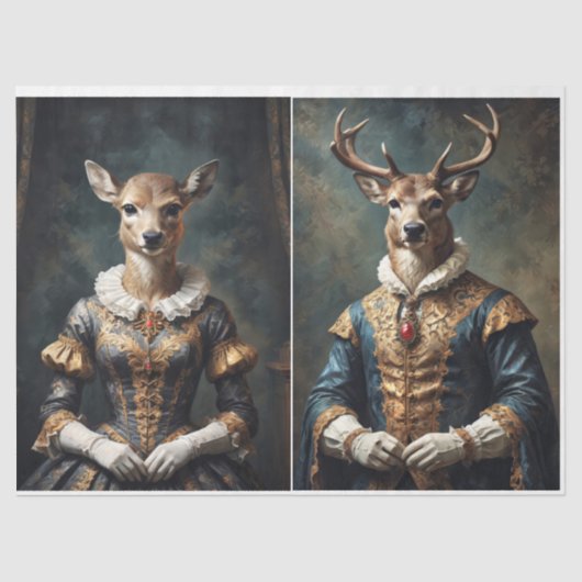 Aristocratische hertenpaar 2 Design ontkoppeling Tissuepapier (Voorkant)
