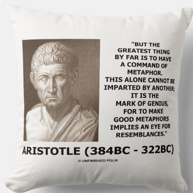 Aristoteles commando van metafoor Mark of Genius Q Kussen (Celebrate genius via your command of metaphor with this Aristotelian quote throw pillow)