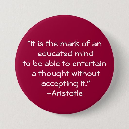 Aristoteles-Wisdom Quote Ronde Button 7,6 Cm (Voorkant)
