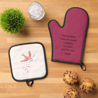 Aristotle Spring Quote Decor For Home  Oven Mitt & Ovenwant & Pannenlap Set