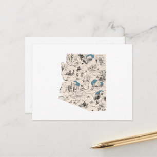 Arizona Afbeelding Map Antiek Arizonan Chart Briefkaart