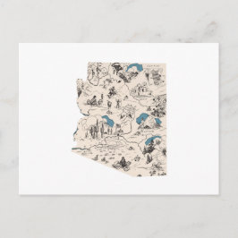 Arizona  Afbeelding Map Antiek Arizonan Chart Briefkaart