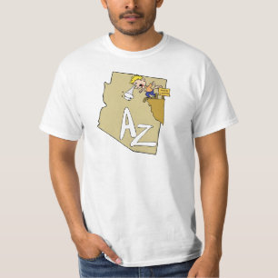 Arizona AZ Map & Grand Canyon Cartoon Art Motto T-shirt
