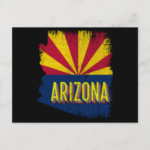  Arizona AZ State Flag Map Souvenir 70s Briefkaart