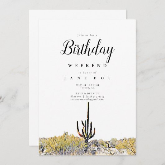 Arizona Birthday Weekend Invitation (Devant / Derrière)